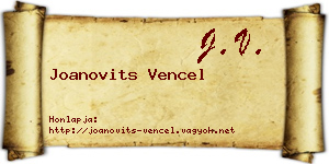 Joanovits Vencel névjegykártya